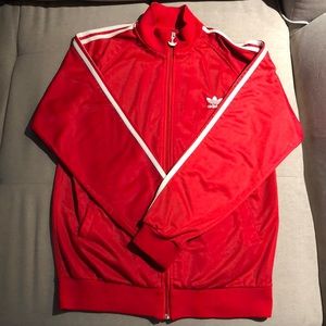 Vintage Adidas Originals red + white stripe men’s track jacket